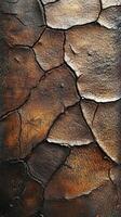 Close up of old and cracked brown leather texture photo