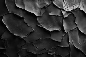Abstract composition of dark flaky textured surface in close up photo