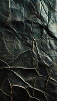 Dark and weathered leather shows cracked lines and deep folds photo