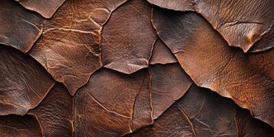 Detailed close up of brown leather scale like pattern photo