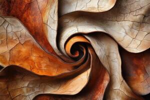 Abstract artistic rendering depicts a swirling cracked textured flower photo