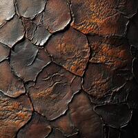 Brown and orange scaly texture resembling reptile skin surface photo