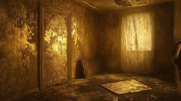 Gilded room with golden walls door window and floor photo