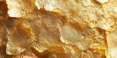Macro photograph displays an exquisite gold leaf texture pattern photo