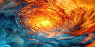 Abstract image of swirling orange light and blue waves photo