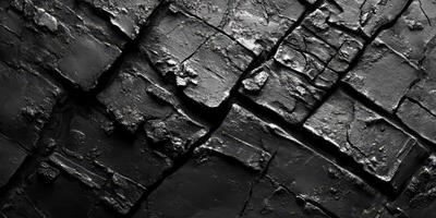 Abstract texture of dark cracked and broken material is shown photo