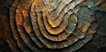 Rough textured surface forms a mesmerizing spiral pattern artwork photo