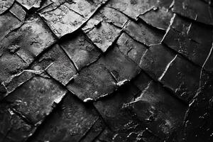 Close up of a textured black scale like surface photo