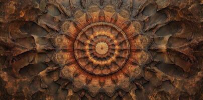 Symmetrical ornate stone carving featuring circular floral pattern design photo