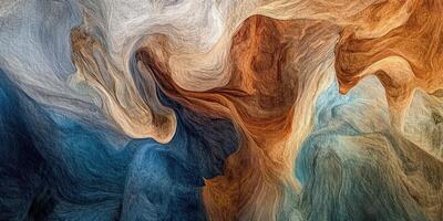 Abstract depiction of swirling blue and brown fluid textures photo