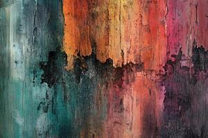 Colorful textured surface shows signs of wear and aging photo