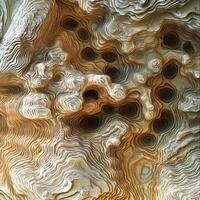 Abstract topographic map featuring layered formations and cavernous depressions photo
