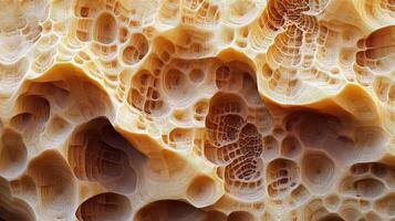 Abstract porous landscape reveals organic formations and layered depths photo