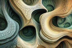 Abstract swirling shapes evoke organic form with textured surfaces photo