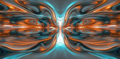 Abstract artistic rendering featuring swirling shapes of blue and orange photo