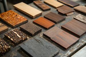 Assorted wooden planks showcase various grains textures and finishes nicely photo