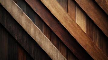 Wooden panels displayed diagonally with varying shades and textures photo