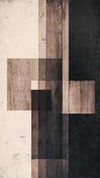 Geometric wood panel arrangement in neutral tones creates abstract design photo