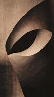 Abstract curved shapes interlock in monochromatic beige and dark umber photo