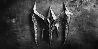 An abstract sharp and jagged crown emblem on grunge background photo