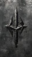 Dark textured emblem on a distressed metallic background photo