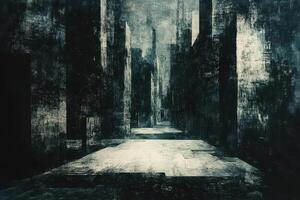 Abstract depiction of a dark desolate and haunting urban landscape photo