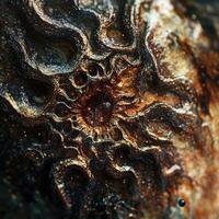 Abstract textured surface with cosmic center and flowing patterns photo