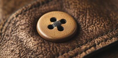 Close up photograph of a button on a leather garment photo