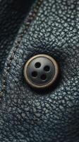 A close up of a button on a leather garment photo