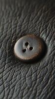 A dark brown button is attached to a textured surface photo