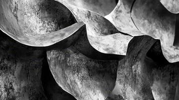 Abstract metallic sculpture showing curved shapes and textured surfaces photo