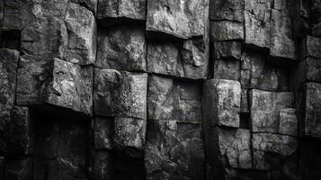Dark basalt columns form a rugged and geometric natural wall photo