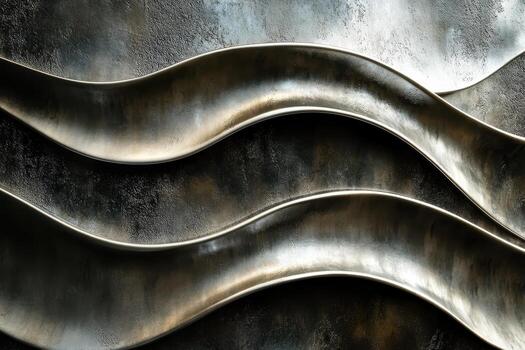 Metallic waves flow against a textured and darkened background photo