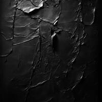 Abstract artwork shows a black textured and layered surface photo