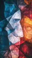 Abstract colorful shapes form an artistic rendering of human profile photo