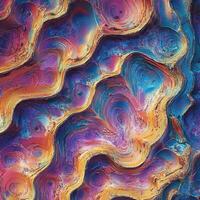 Colorful abstract landscape with textured ridges and organic contours photo
