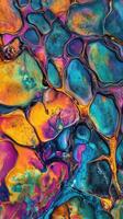 Abstract artwork featuring vibrant colors and organic cell like shapes photo