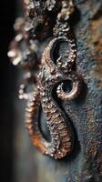 Close up of a textured octopus sculpture in bronze tones photo