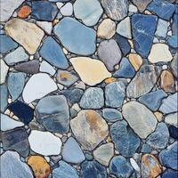 An artistic arrangement of colorful rocks forming a mosaic photo