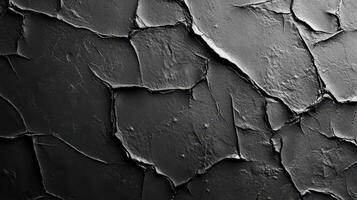 Cracked dark surface shows a pattern of broken shapes photo