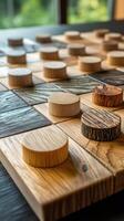 Wooden checkers and checkerboard game showcasing craftsmanship and detail photo
