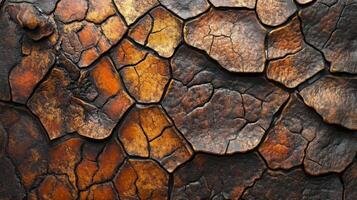 Cracked earth texture with golden and dark brown hues photo