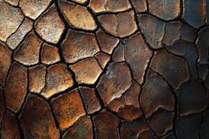 Dry cracked earth reveals textures and shapes in a mosaic photo