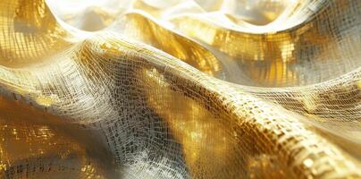 Abstract golden cloth with flowing and wave like texture photo