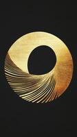Abstract golden circle with linear patterns on a black background photo