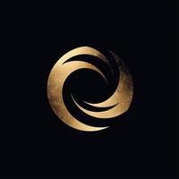 Golden abstract vortex shape on a contrasting black background photo