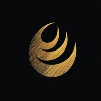 Abstract golden orb with wave like shapes on black photo