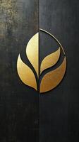 Golden leaves form an elegant design on divided backdrop photo