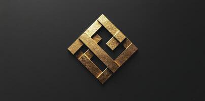 Golden interwoven square structure on a dark gray background photo
