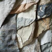 An abstract arrangement of layered stones and fabric creates texture photo